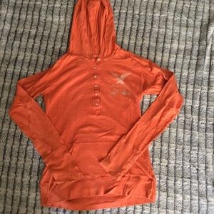 American eagle half button long sleeve with hood